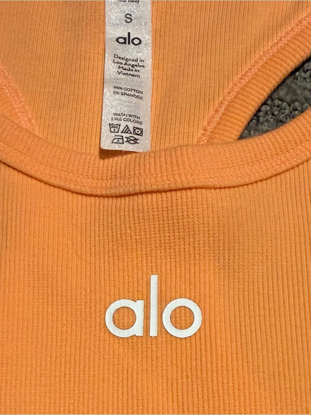 Alo Orange Ribbed Cropped Tank - Picture 3 of 3